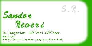 sandor neveri business card